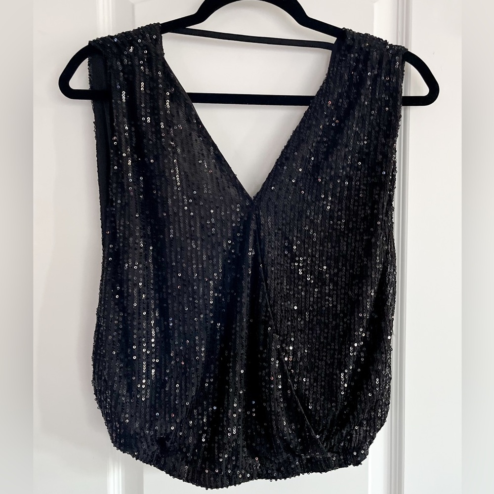 Black Sequin Open Top